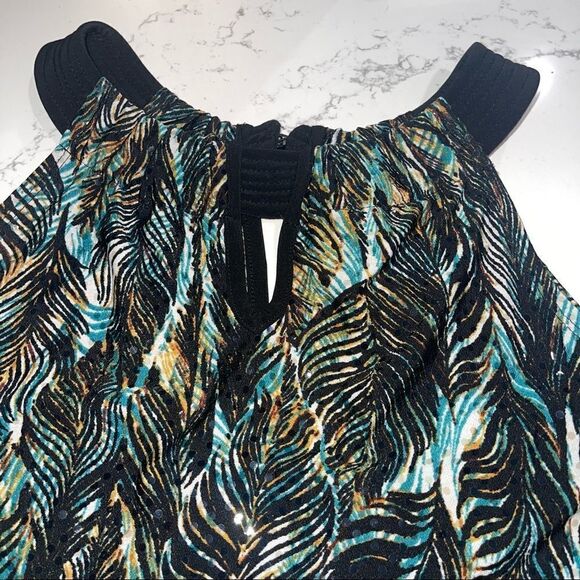 New Directions Teal, Gold & Black Keyhole Tank Top - Size Small - Picture 5 of 7